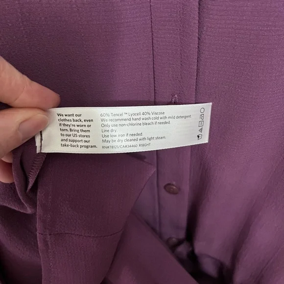 Eileen Fisher NWT Button-Front Long-Sleeve Drawstring Tencel Shirt Dress - Picture 13 of 13